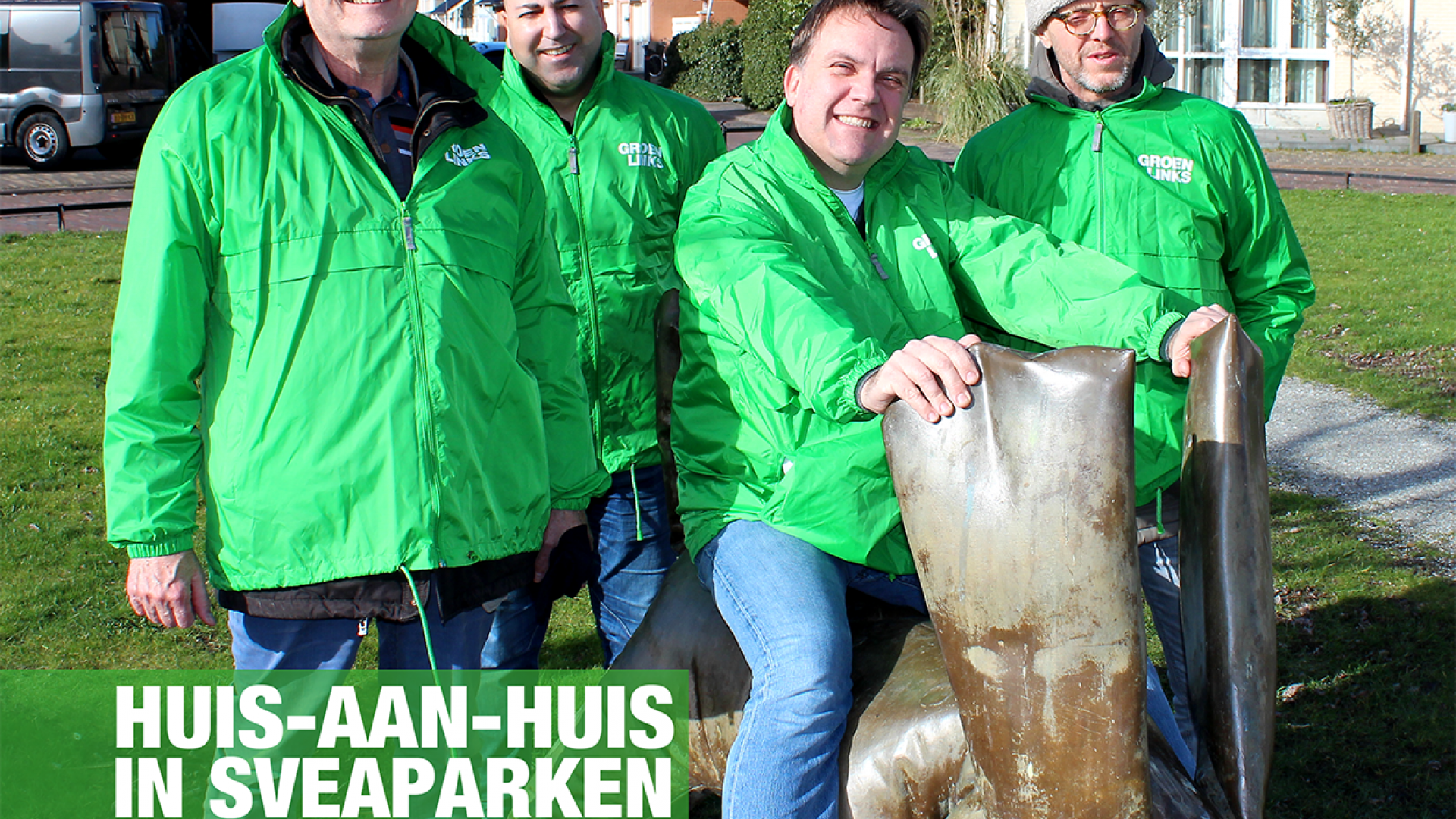 Vier van de GroenLinksers die op 9 februari de deuren in Sveaparken langsgingen