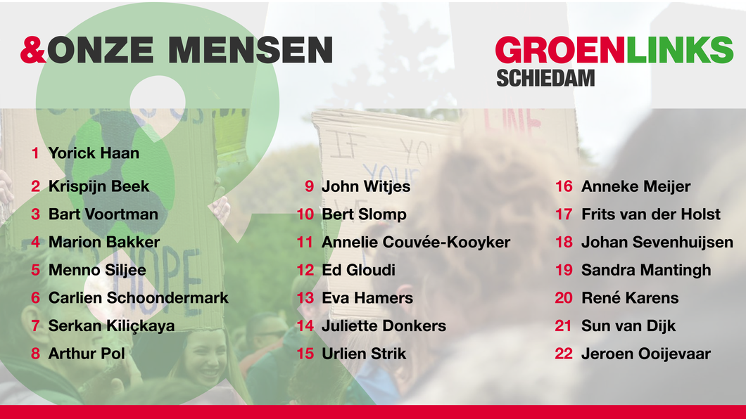 kandidatenlijst GroenLinks Schiedam