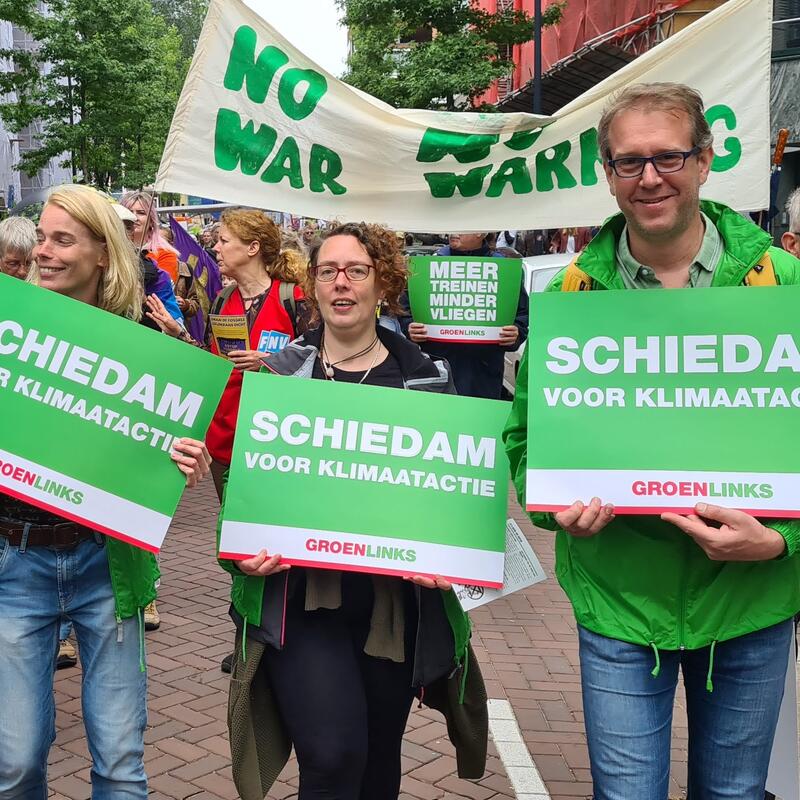 De Schiedamse fractie liep mee in de Klimaatmars op 19 juni in Rotterdam