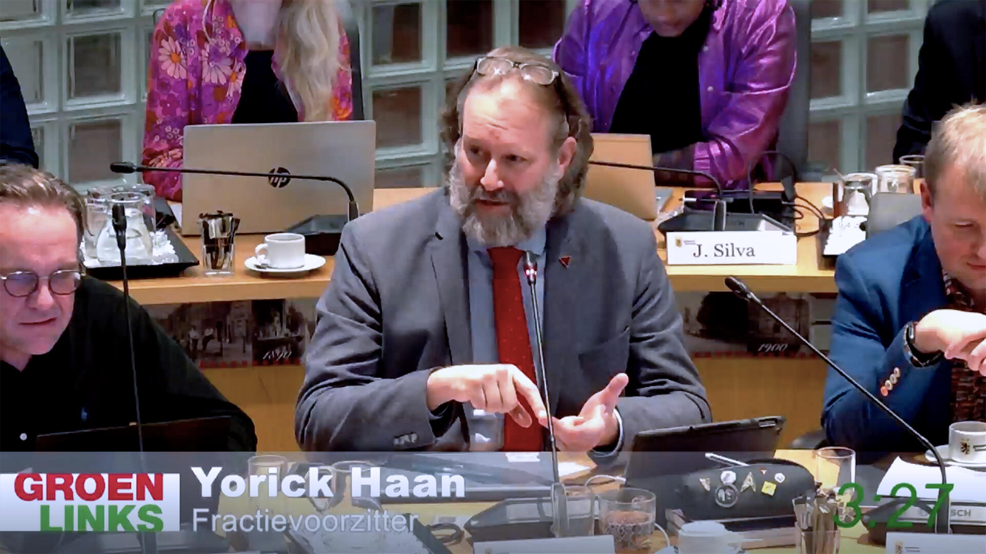 GroenLinks-fractievoorzitter Yorick Haan in debat tijdens de begrotingsbehandeling